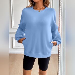 Elegant Sky Blue Women's Sweatshirt